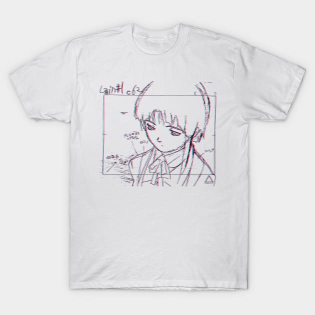 Lain Iwakura 3D Sketch 001 - Black on White T-Shirt by RAdesigns